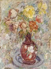 Roses Of The Riviera by Kate O’Connor, oil on cardboard, sold Nov 2019