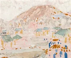 Sin Ging Village by Ian Fairweather, 1936, oil and pencil on paper on plywood, sold Nov 2019