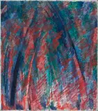 Trees by Godfrey Miller, c.1950, oil and pencil on canvas, sold Nov 2019