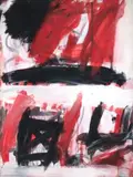 Untitled (Red, Black And White) by Tony Tuckson, c.1962 – 65, synthetic polymer paint on composition board, sold Nov 2019