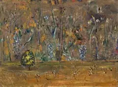 Acacias In The You Yangs Ii by Fred Williams, 1978, oil on canvas, sold Nov 2019
