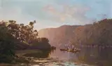 An Autumn Sunset, Lane Cove River, N.S. Wales by William Piguenit, c.1910, oil on canvas, sold Nov 2019