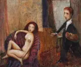 The Measuring Artist by Garry Shead, 2003 – 04, oil on composition board, offered Nov 2019