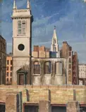 View Of London by Jeffrey Smart, c.1948 – 49, oil on canvas on board, sold Nov 2019