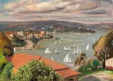 Across The Lane Cove River, Woolwich by Adelaide Elizabeth Perry, 1948, oil on composition board, sold Nov 2019