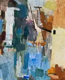 Figures In Landscape by John Passmore, c.1958 – 59, oil on cardboard, sold Nov 2019