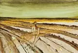 Figure by Sidney Nolan, 1972, wax crayon and fabric dye on paper on composition board, offered Nov 2019