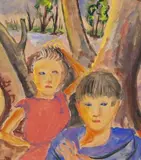 Two Children by Danila Vassilieff, c.1957, watercolour on paper, offered Nov 2019