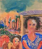 The Family by Danila Vassilieff, c.1957, watercolour on paper, sold Nov 2019
