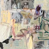 Dog In The Studio by Elisabeth Cummings, 1997, oil on board, sold Nov 2019