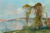 Parramatta River, Drummoyne by Sydney Long, oil on canvas, sold Nov 2019