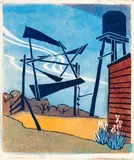 Bush Wind Mill by Dorrit Black, 1927 – 28, colour linocut, sold Aug 2019
