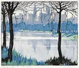 Melbourne From The River by Ethel Spowers, c.1924, colour woodcut, sold Aug 2019