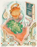 Spanish Kitchen by Eileen Mayo, c.1945, colour lithograph, sold Aug 2019