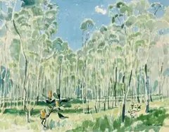 Amongst The Paperbarks by Kenneth Robertson Macqueen, c.1940, watercolour on paper, sold Aug 2019