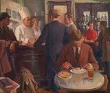 Hotel Scene by Roland Wakelin, c.1950, oil on canvas, sold Aug 2019