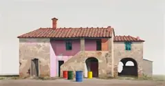 The Tuscan Farmhouse by Jeffrey Smart, 1980, oil and synthetic polymer paint on canvas, sold Aug 2019
