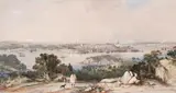 View Of Sydney From St. Leonards by Conrad Martens, 1842, also known as ‘SYDNEY FROM THE NORTH SHORE’ printed 1843 hand-coloured lithograph, sold Aug 2019