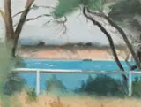 Summer Morning, Beaumaris by Clarice Beckett, oil on pulpboard, sold Aug 2019