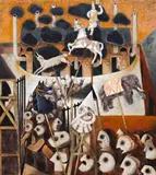 The Arrivals by Leonard French, 1981, enamel on composition board, sold Aug 2019