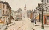 Street Scene by Eric Wilson, c.1937, oil on composition board, sold Aug 2019