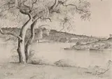 Sydney Harbour by Lloyd Rees, 1933, pencil on paper, sold Aug 2019