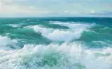 Breaking Waves by David James, oil on canvas on card, sold Aug 2019