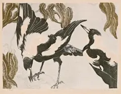 Magpies (1) by Murray Griffin, 1932, colour linocut, sold Aug 2019