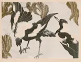 Magpies (1) by Murray Griffin, 1932, colour linocut, sold Aug 2019