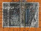 CRUCIFIXION, c.1961 – 64 by Godfrey Miller, oil, pen and ink on canvas on plywood, sold Apr 2019