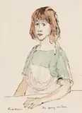The Young Waitress by Russell Drysdale, pen, ink and watercolour on paper, sold Apr 2019
