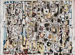 Barbecue by Ian Fairweather, 1963, synthetic polymer paint and gouache on cardboard on composition board (4 sheets), sold Apr 2019