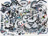 Collage by Robert Klippel, 1993, pastel, synthetic polymer paint and collage on paper, sold Apr 2019