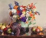 Autumn Flowers And Fruit by Hans Heysen, 1927, ALSO KNOWN AS ‘SOUVENIR’ oil on canvas, sold Apr 2019