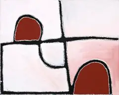 Mad Gap by Paddy Bedford, 2004, ochres and pigments with acrylic binder on composition board, sold Apr 2019