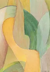 Forms by Frank Hinder, 1938, tempera on paper, sold Apr 2019