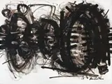 Composition by Stanislav Rapotec, 1962, oil on composition board, sold Apr 2019