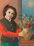 Young Girl Arranging Flowers by Justin O’brien, oil on paper, sold Apr 2019