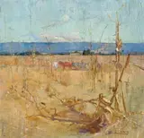 Corn Growing In The Hawkesbury by Sydney Long, c.1895, oil on wood panel, sold Apr 2019