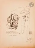 Composition surréaliste by Maurice Rapin, 1955, Encre et collages sur papier double face, sold Jun 2025
