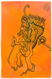 Personnage à la hotte by Jean-Joseph Sanfourche, 1968, Gouache, encre et stylo-bille, sold Jun 2025