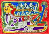 Automobiliste opaque et passager cynocéphale transparent à tête peuplée by Yvon Taillandier, Gouache sur traits de crayon, sold Jun 2025
