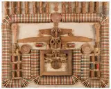 Composition by Armand Avril, 1971, Collage de pinces à linges peintes et d’éléments de bois, sold Jun 2025