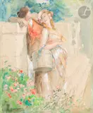 Les Amis by Antoine Calbet, Aquarelle et gouache sur traits de crayon, sold Jun 2025