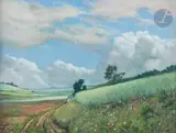 Paysage aux fleurs des champs by Francois Marius Baron, Pastel, sold Jun 2025