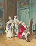 L'Amateur by Bernard Louis Borione, Aquarelle, sold Jun 2025
