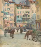 Nice, la place Saint-François by Louise Anne Saint, 1913, Aquarelle, sold Jun 2025