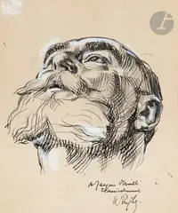 Portrait de Jacques Versillé by Robert Poughéon, Plume, encre noire et rehauts de gouache, sold Jun 2025