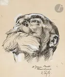 Portrait de Jacques Versillé by Robert Poughéon, Plume, encre noire et rehauts de gouache, sold Jun 2025