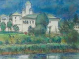 Le Monastère de Cernica by Călin Alupi, vers 1971, Pastel, sold Jun 2025